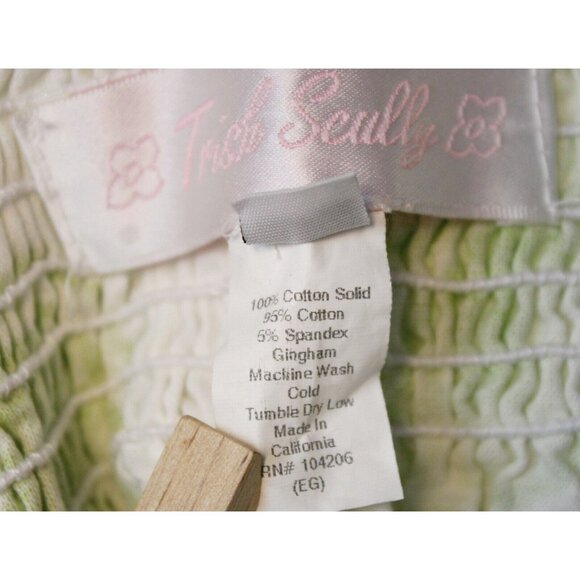 Trish Scully 2pc Outfit Sz 6 Tank Top Pants Lime Summer Shirred Neck Fruit Tent - Picture 16 of 16